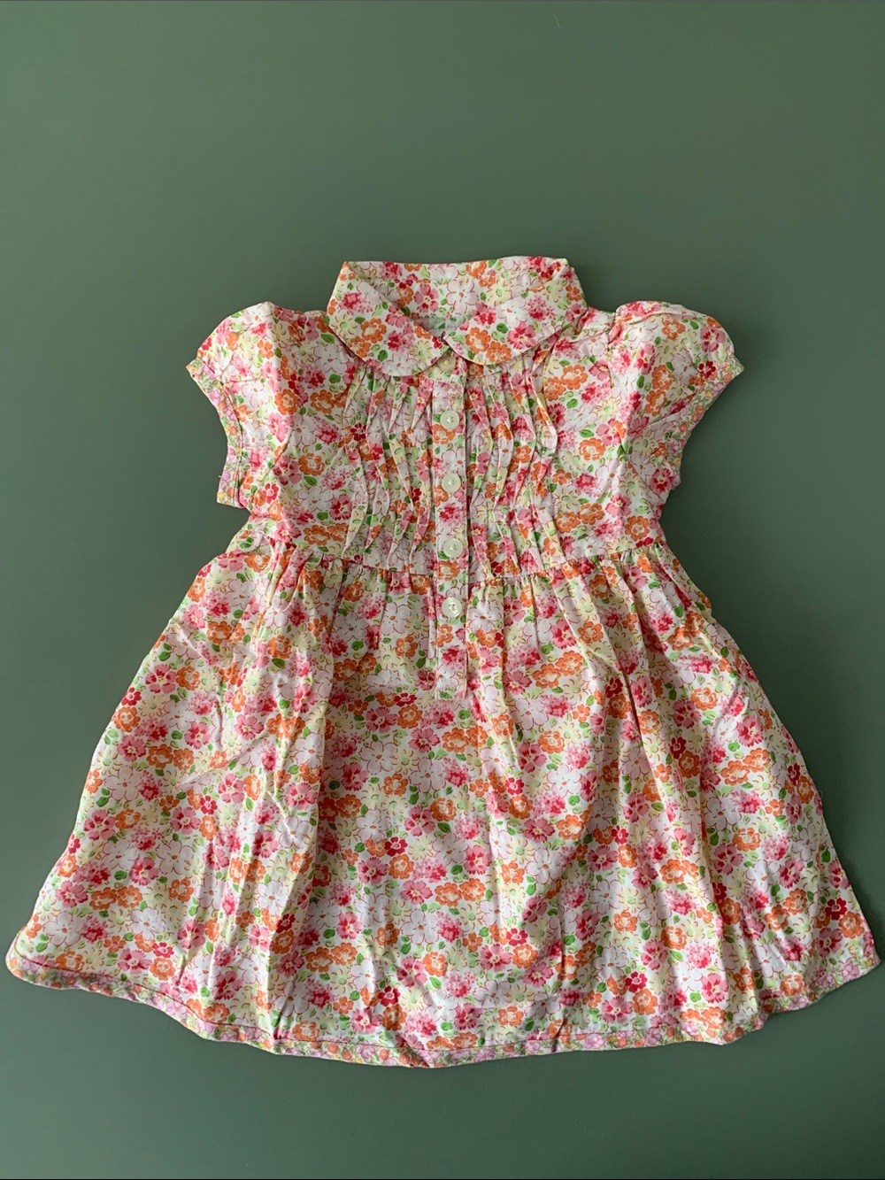 GAP Floral Peter Pan Collar Dress in Pink and Orange